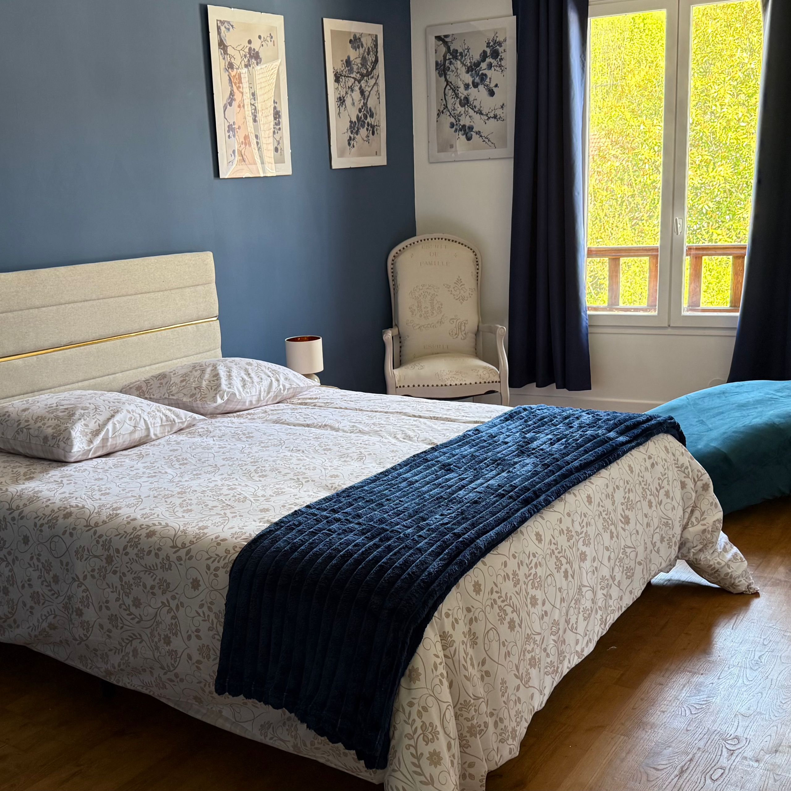 Chambre avec lit double gîte Entre Der et Champagne